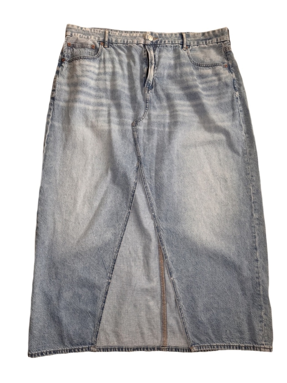 American Eagle Womens Size 18 Light Blue Denim Midi Skirt with Front Slit